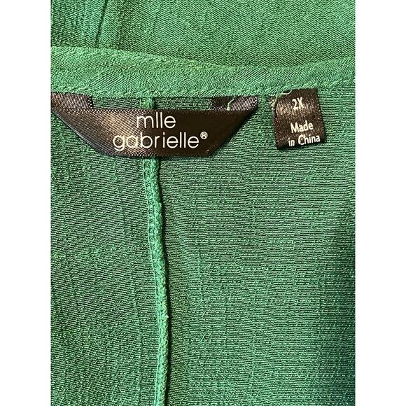 Mlle Gabrielle Green Boho Tassel Dress 2X Retro Beach Cover Up Sheer Belted  - Picture 7 of 7